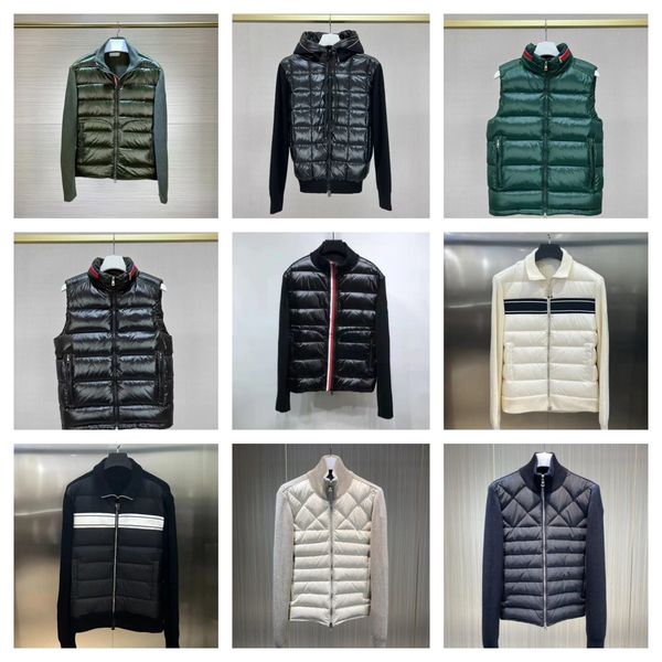 jacket sweater luxury designer women down parkas mens embroidered badge stand collar knitted splice sweater lightweight down Jacket sweater