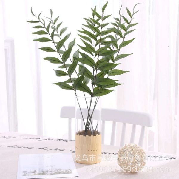 Plant Leaves Simulation Tree Green 10Pcs Single Branch Wind Shadow Leaf Flower Arrangement Farmhouse Decoration Christmas Decor Fake Plants