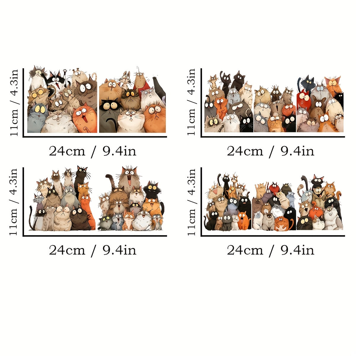 TEMU 4pcs-set Funny Cat Themed Uv Dtf Self-adhesive Plastic Cup Wraps, Waterproof & Scratch-resistant 3d Transfer Paper For Tumblers & Bottles -