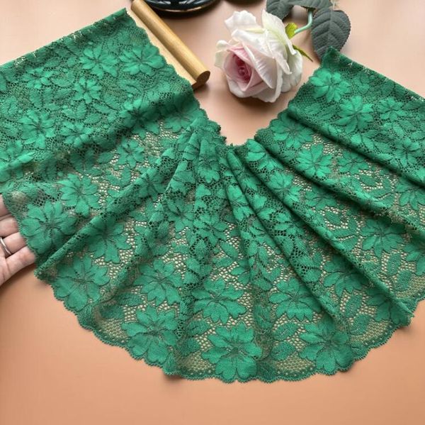 1 Meter 21cm Stylish French Vintage Stretch Lace Trim Vintage Green Elastic Lace Fabric DIY Lingeries Bra Panties Sewing