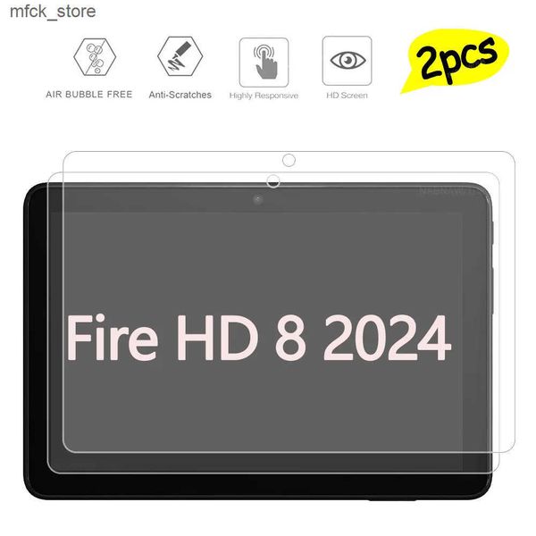 Tablet PC Screen Protectors 2 Pieces HD Scratch Proof Tempered Glass Screen Protector For New Fire HD 8 2024 Tablet Hard Clear Film J241210