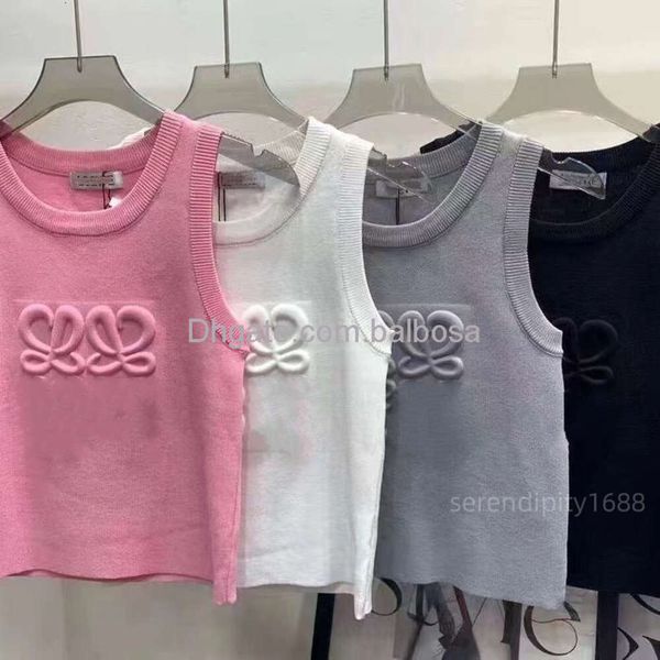 2024 Top Knitted For Women Suspenders T-shirt New Female Relief Summer Foreign Style Short Sleeveless Vest Bottom Wear
