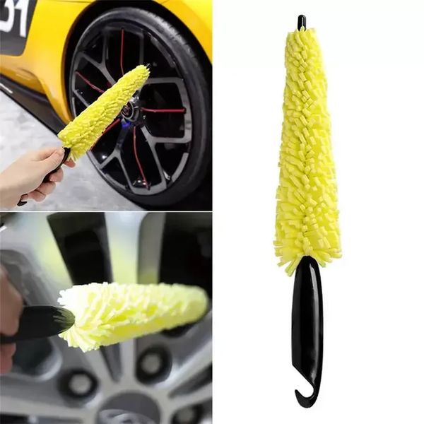 Car Cleaning Brushes Wash Portable Microfiber Wheel Tire Rim Brush Cars Wheels Auto Cleaning For Cares With Plastic Handle 903