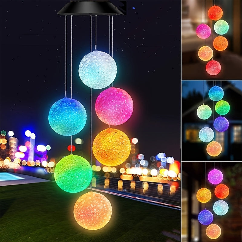 TEMU Solar-powered Bubble Wind Chime Lights With Colorful Led , Waterproof Outdoor Garden Decor, Set Of 2 For Patio, Yard, And Festive Occasions