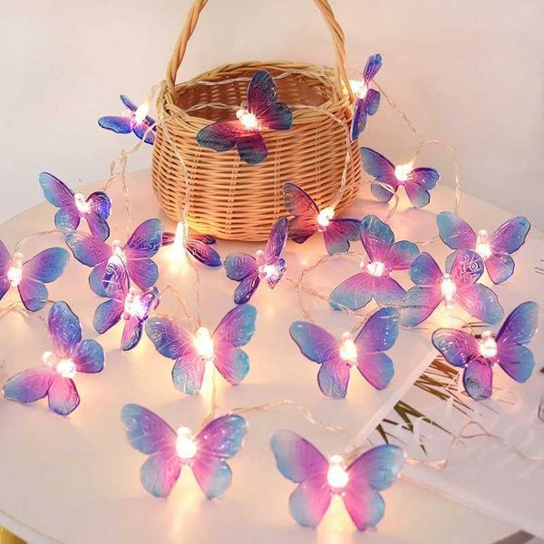 1.5M 10LED Butterfly Light String Lamp Battery Outdoor Fairy Night Light Room Garden Curtain Girl Brithday Wedding Party Decoration X241015
