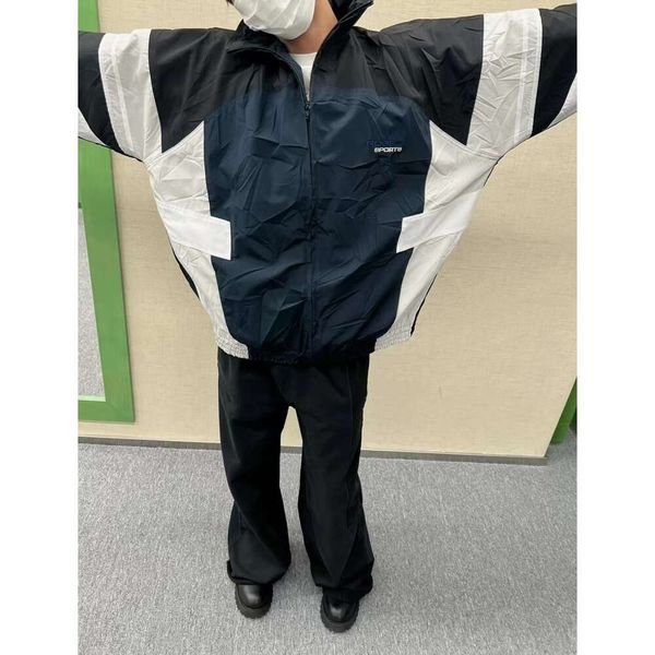 Men&#039;s Jackets Martine Rose Letter Embroidered Pleated Panel Standing Collar Silhouette Sports School Uniform Casual Jacket Coat