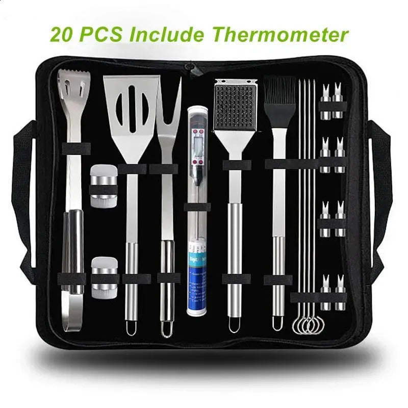 BBQ Barbecue AccessoriesThermometer Barbeque Grilling Accessories Outdoor Gril Tools Bbq Utensil Set 240819