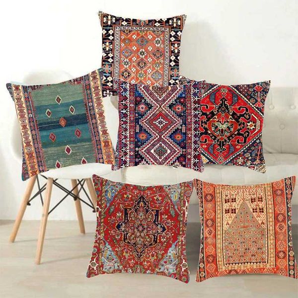 pillowcase 2022 New Ethnic Persian Carpet Printing Linen Box Hot Bohemian Decoration Geometry Throwing Sofa Home Decoration X241018