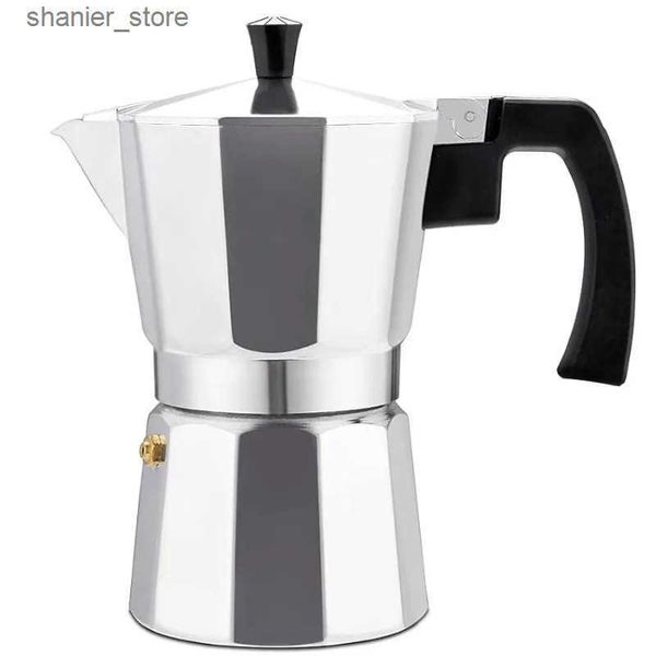 Coffee Pots New Mocha Coffee Pot Stovetop Espresso Machine Aluminum Silver Coffee Pot Home Handmade Eight Flavor Mocha Pot Kitchen Tools L24