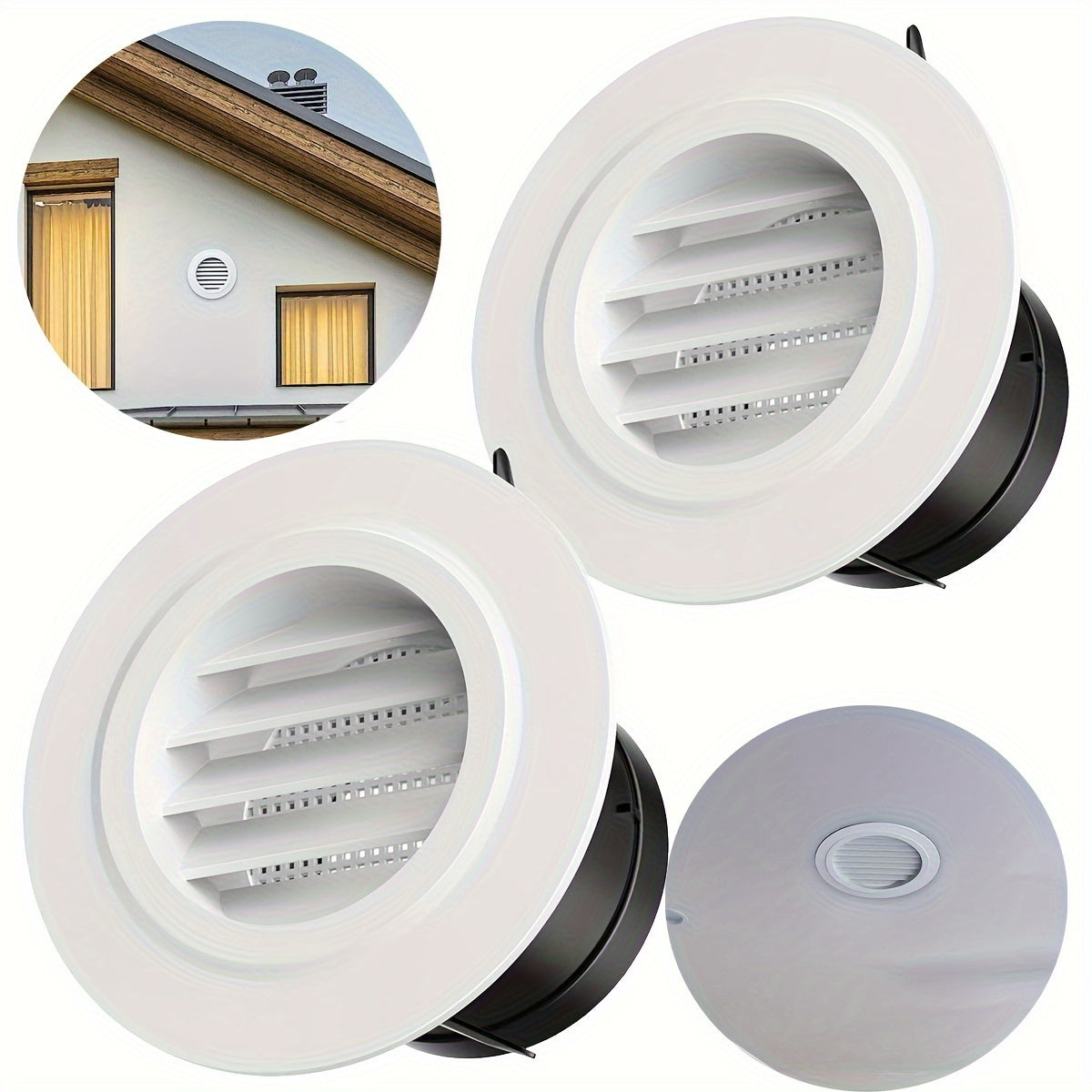 TEMU 2pcs Vents, Exhaust Vent Exterior Round Vent Covers, With Built-in A Fly Screen For Bathroom Office Home
