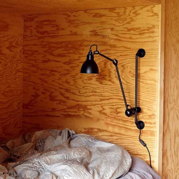 Nordic Bedroom Bedside Lights Simple Creative Living Room Modern Black Chrome Gold Swing Arm Industrial Reading Wall LampsCL240722