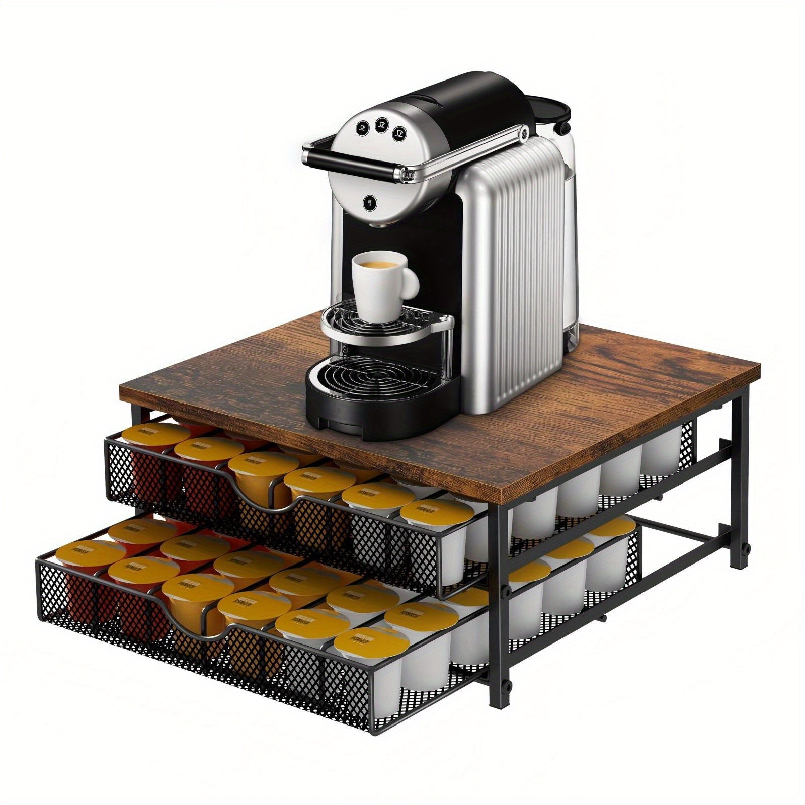 TEMU Double Layer, Coffee Pod Stand With Sliding Basket, Can Hold 72 Capacity K Pod, Suitable For Home Counter