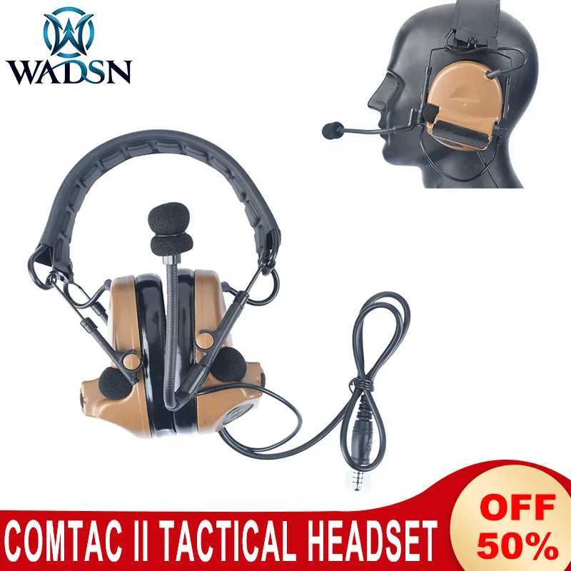 Headphones Earphones WADSN Softair Comta II Tactical Headset Noise Canceling Airsoft Baofeng PTT Civilian Helmet Headphones Hunting Shooting Headset