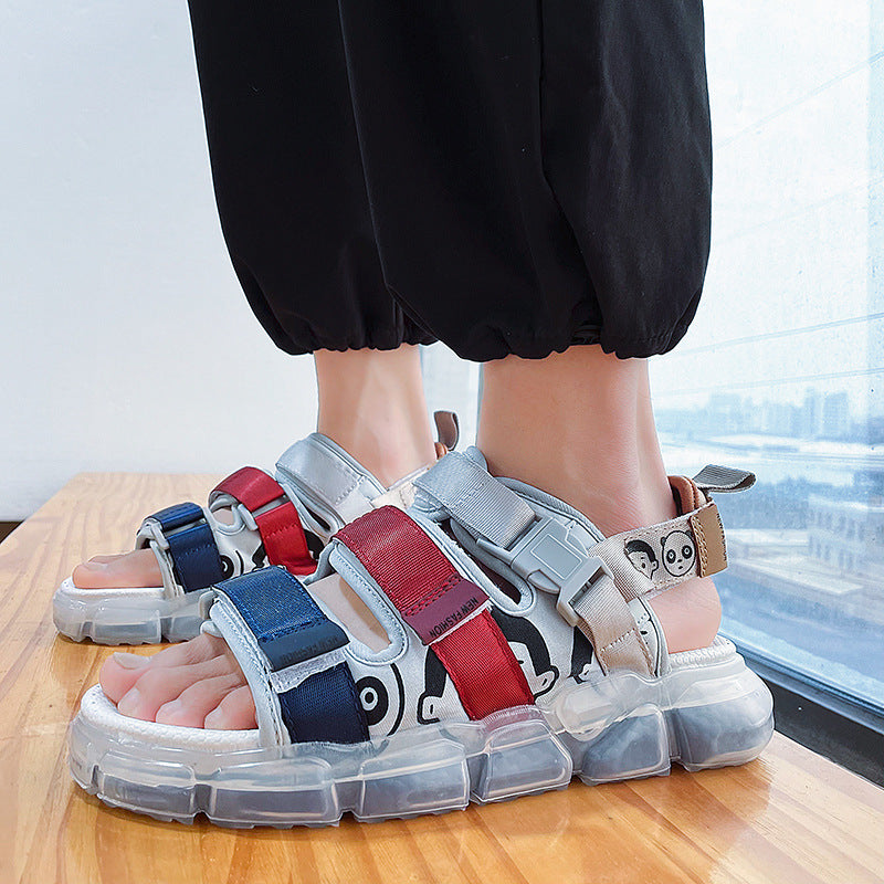Outdoor Men Sandals Summer Leisure Beach Shoes Platform Sandal 2022 New Lightweight Male Ankle Strap Sandalias Flat Cartoon Shoe