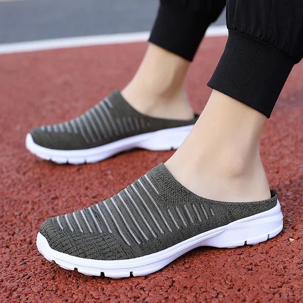 Men Summer Mesh Casual Shoes Breathable Half-pack Slippers Men Women Flat Fashion Walking Shoes Outdoor Men Sandals 241031