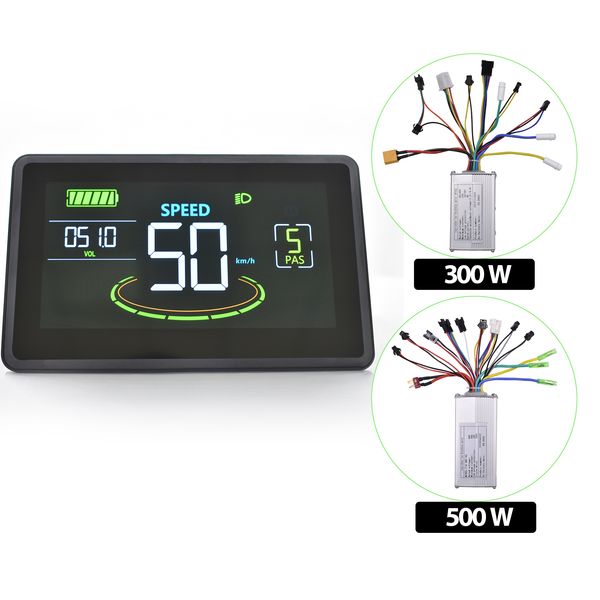 350W Electric Bike Scooter Brushless Controller with Colorful LCD Display - Compatible with 24V-36V-48V Bikes