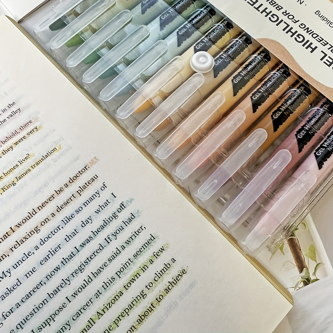 TEMU 12pcs Vibrant Gel Highlighters, All , Quick-dry & Markers For Journaling, Ideal For Students & Artists, Journaling Essentials|vibrant Markers|