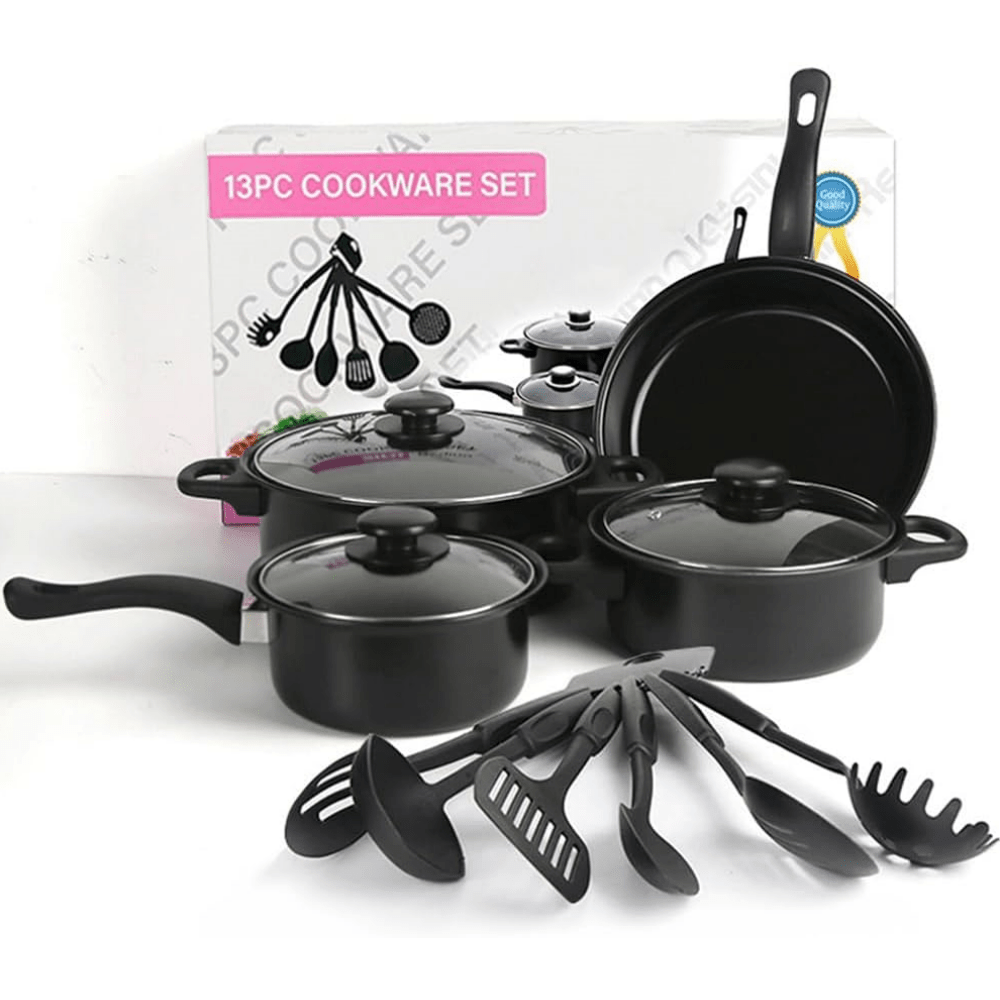 TEMU 13-pieces Pots And Pans Set Kitchen Utensil Set Kitchen Cookware, Suitable For Induction Cookers And Has Multiple Functional Advantages Such As