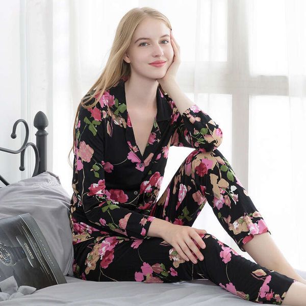 100% Pure Knit Mulberry Silk Women&#039;s Ral Pama Set Sleepwear Nightgown Sleep Suit For Women M L XL 2Xl 3Xl Yami0044