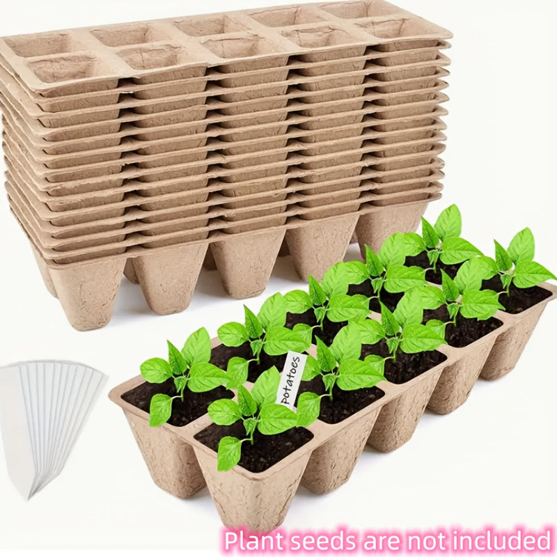 TEMU 100 Paper Peat Flower Pots, Seed , Retro Style, With 50 Labels And Multiple Components, Used For Planting Boxes, Tools, Germination -up Kit
