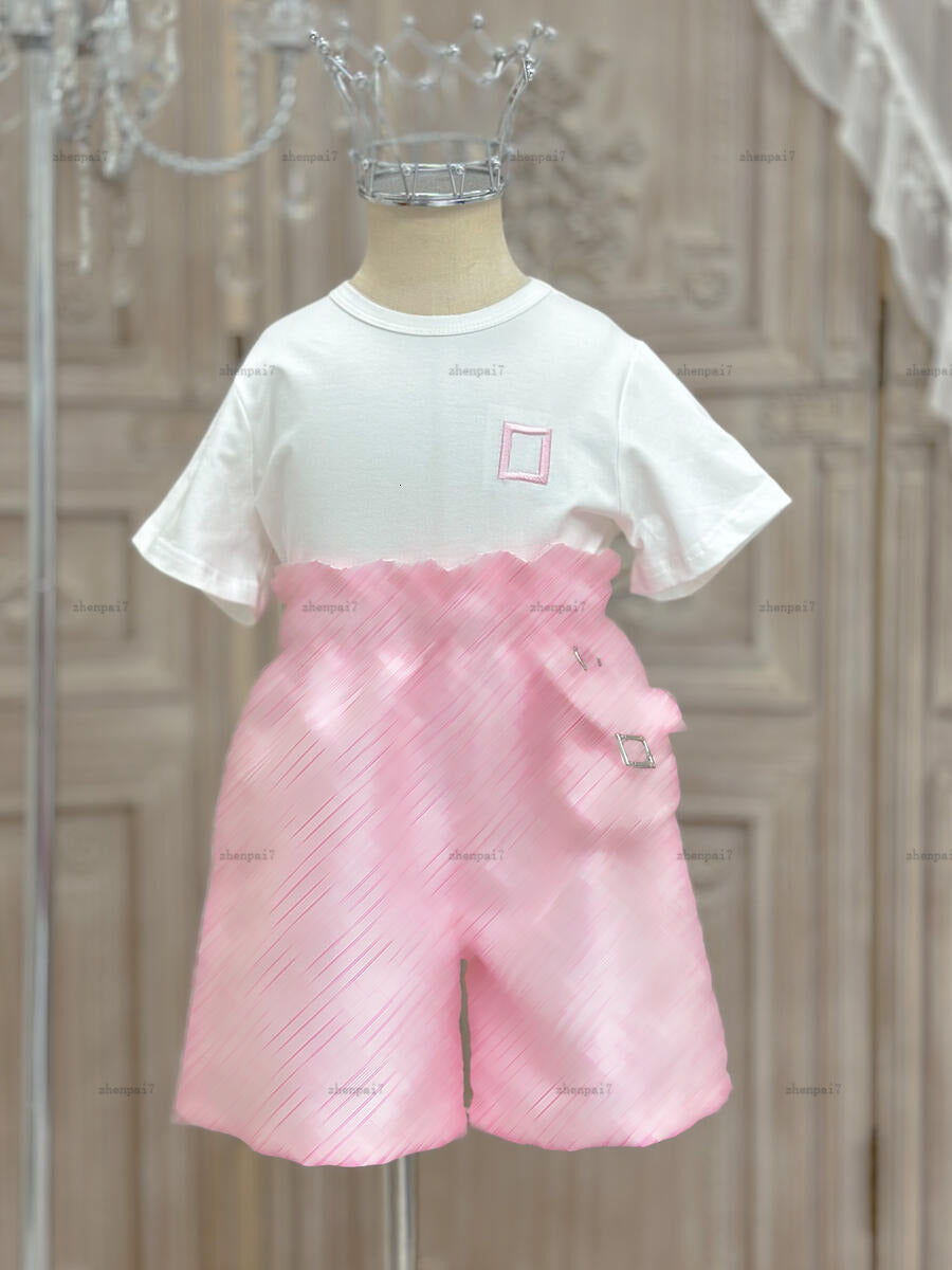 Top girls T-shirt set Cute pink design baby tracksuits kids designer clothes Cartoon girl pattern print T-shirt and shorts A161X05N150