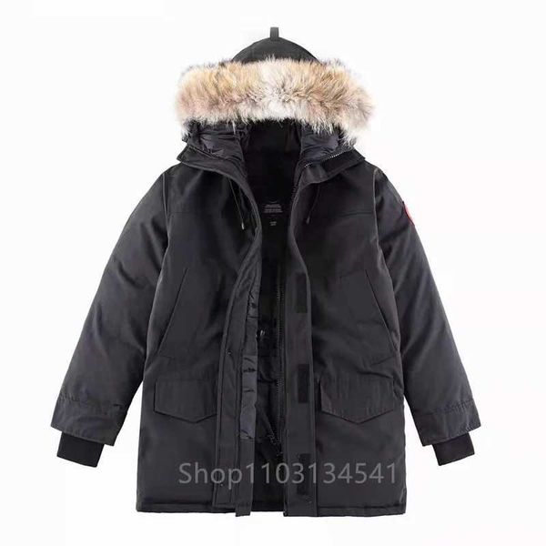 Men&#039;s Down Parkas Winter Mens Canadian CG Langfords Parka Down Jacket Warm Outerwear Coat Windproof Hood Real Coyote Fur Classic Style