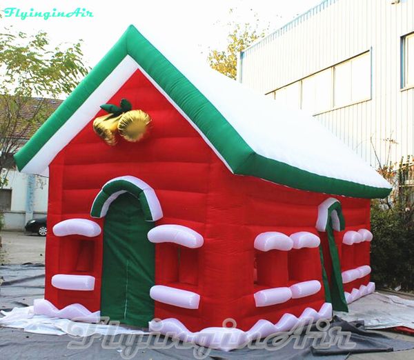 Outdoor Christmas Inflatable Tent 6x4x4m 20ftx10ftx10ft Air Blown Red House Giant Christmas Village Cottage For Winter Xmas Decoration