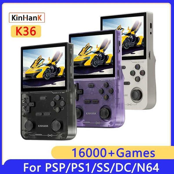 KINHANK K36 Retro Handheld Video Game Console 500nit 3.5 Inch IPS Sn 16000 Games Emulator for -PSP-DC-N64-SSXJ250211