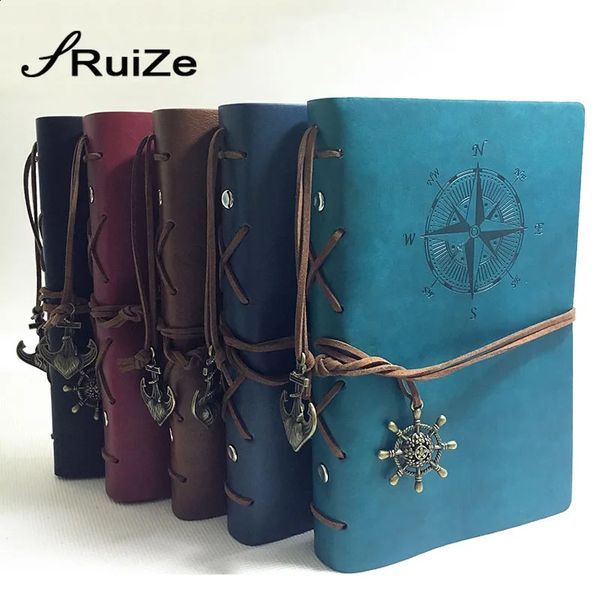 RuiZe Vintage Travel Journal A5 Leather Notebook Traveler notebook kraft paper sketchbook diary blank note book 6 ring binder 241120