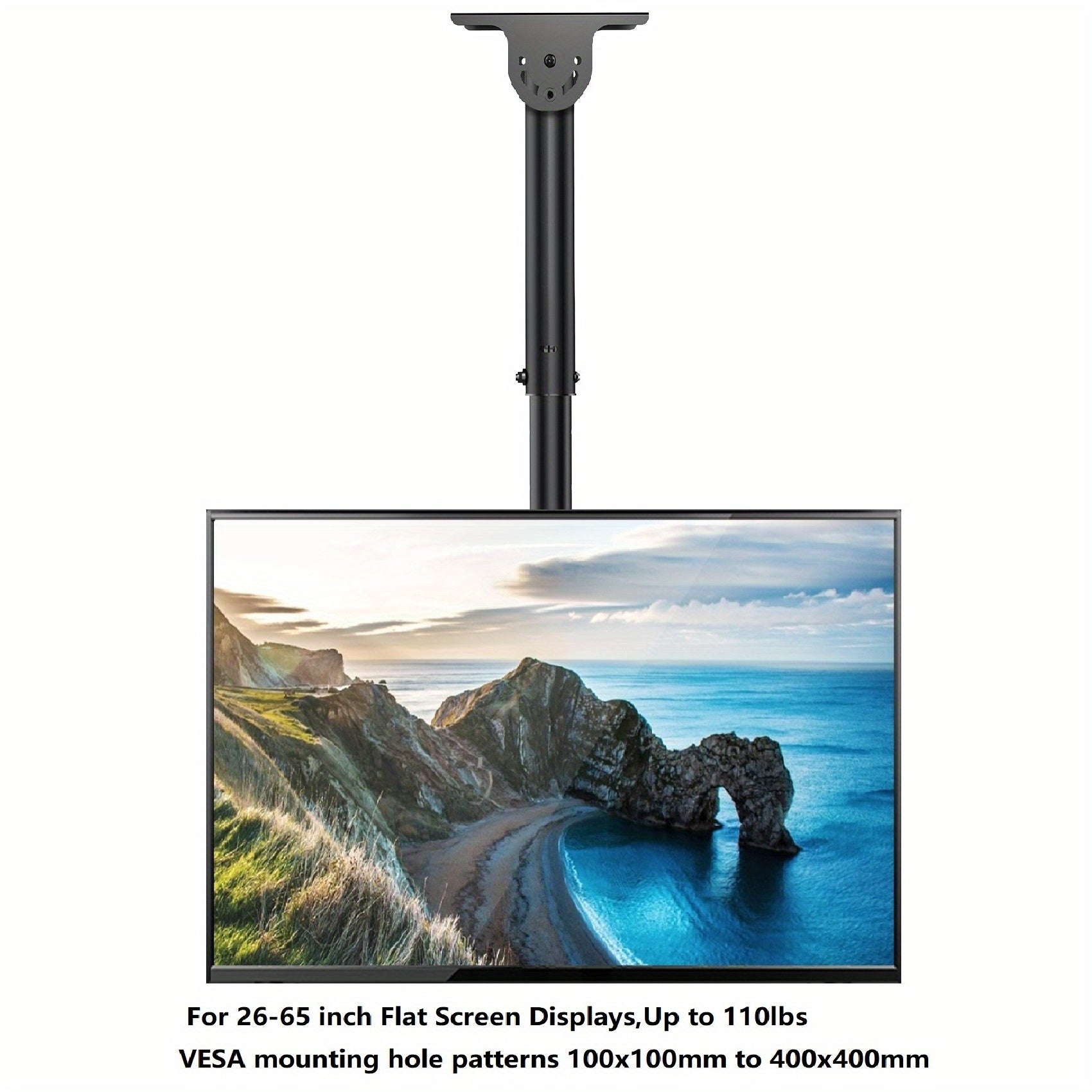 TEMU Display Mounts Dreamsmith Premium Ceiling Tv Mount - Fits 26-75" Flat Or Curved Screens, Up To 110lbs, With Swivel & Tilt, Stainless Steel,