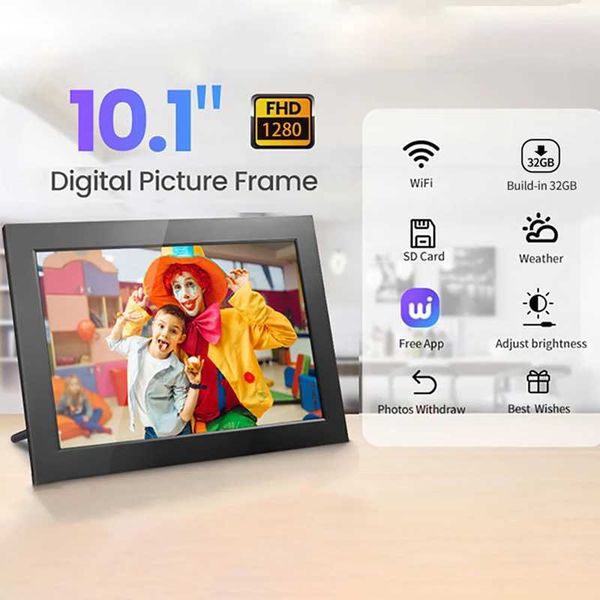 Digital Picture Frame10.1 Inch 32G WiFi Photo Frame 1280x800 HD IPS Touch-screen Auto Rotation Photo Sharing via APP Decorative T250118