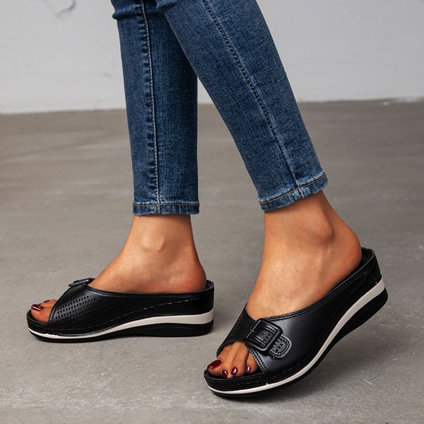 2022 Summer Platform Wedge Sandals Closed Toe Flat Slippers Women Outdoor Casual Beach Shoes Plus Size 43 6518