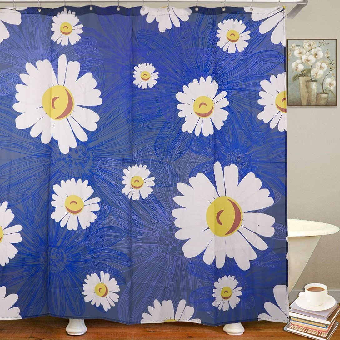 YL-36967 digital printed fabric shower curtain waterproof thick bathroom partition curtain with hook cross-border supply