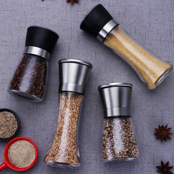 Salt And Pepper Grinder Refillable Stainless Steel Shakers With Adjustable Coarse Mills Portable spice jar containers 250108
