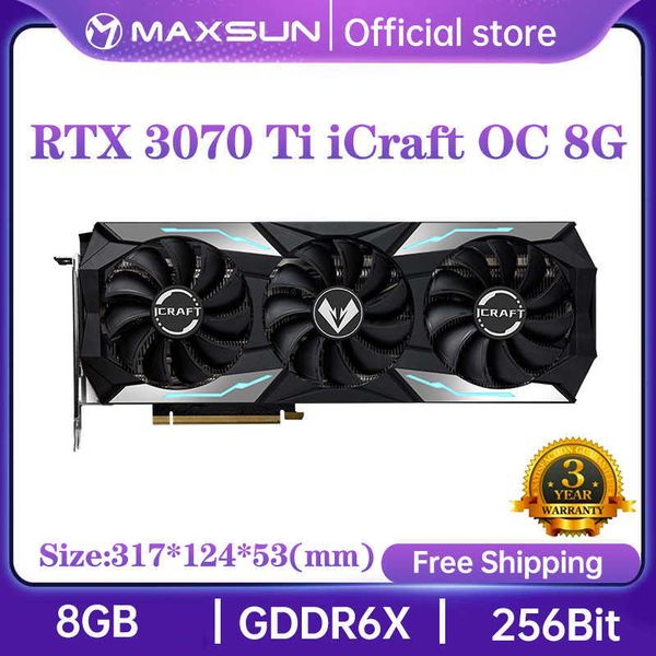 MAXSUN Graphics Card RTX 3070Ti iCraft OC 8GB GDDR6X GPU NVIDIA Computer PC 256bit PCI Express X16 4.0 RGB Gaming Video Cards