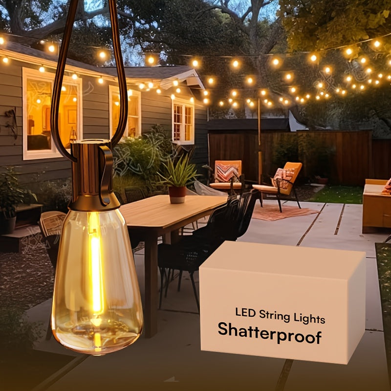 TEMU 100ftled Outdoor String Lights, Waterproof Patio Lights Outside With Shatterproof Dimmable St38 Edison Bulbs, 2700k String Lights For Porch