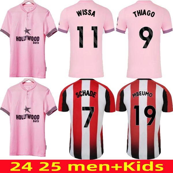 24 25 Brentfords FC Home Soccer Jerseys TONEY MBEUMO HENRY JENSEN DASILVA 2024 2025 home away Second Men kids Kit football shirts