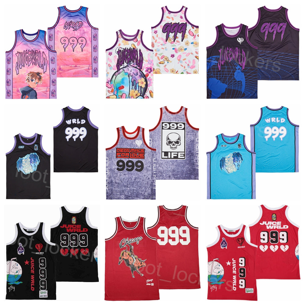 Movie Lyrical Lemonade Basketball 999 Juice Wrld Jersey Film Death Race For Love Cover Life Hip Rap Hop University Team Red Black White Pink All Sti