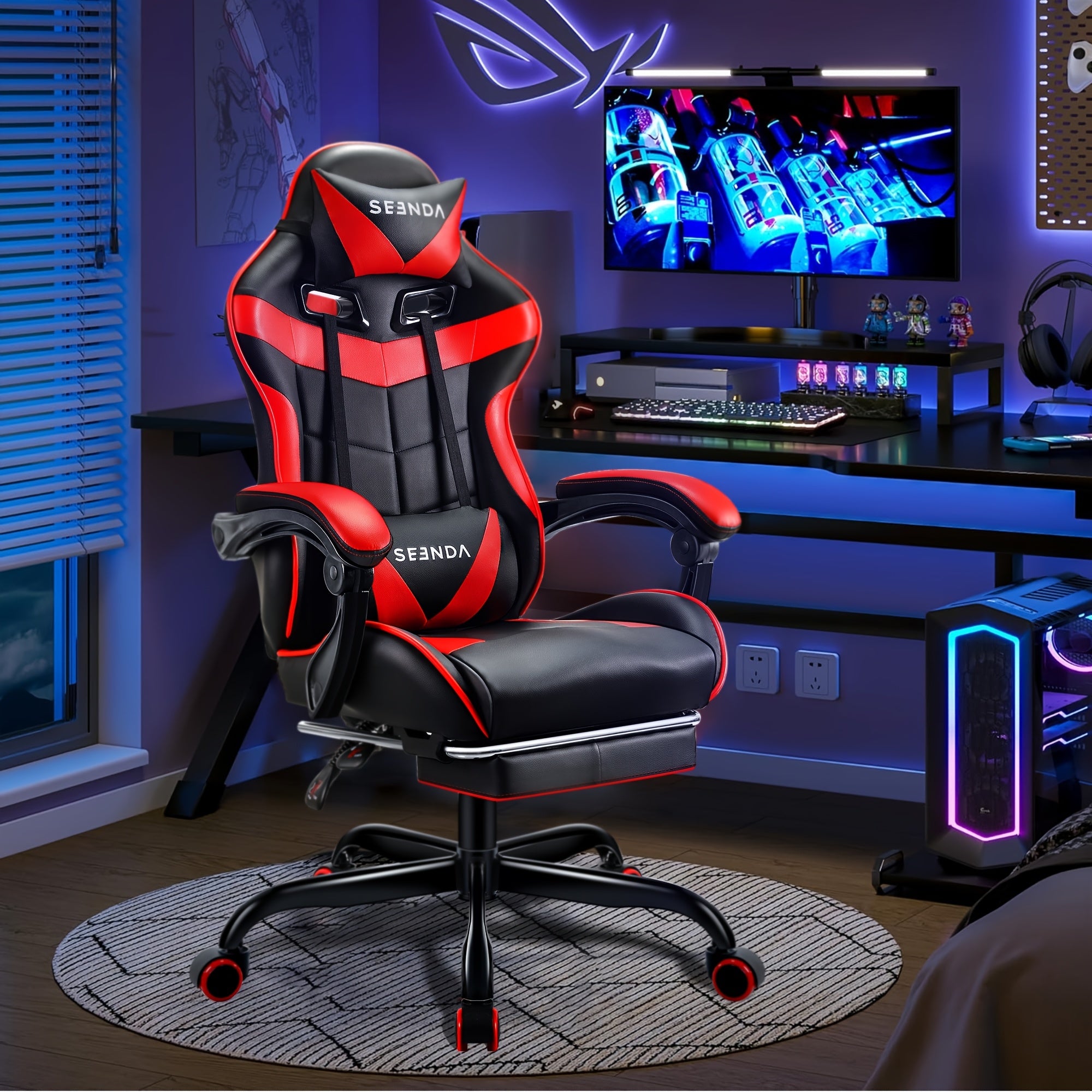 TEMU Seenda Ergonomic Gaming Chair For Adults And Teens, A Racing-style Adjustable Swivel Office Chair, An Ergonomic Video Game Chair With A