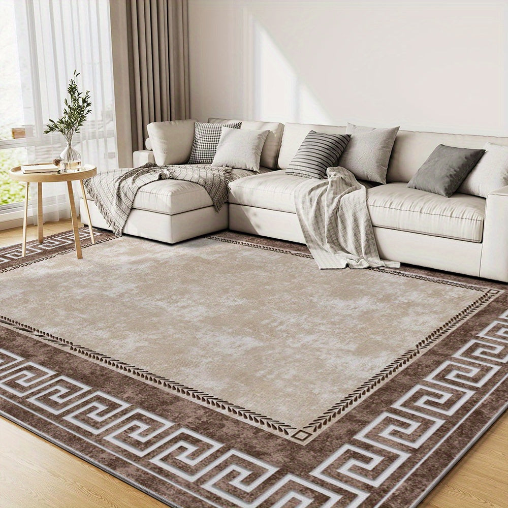 TEMU Velvet  850g Machine Washable Polyester Area Mat Retro Floral Floor Decoration Low Pile Modern Anti-slip , Fashionable And And Safety To The