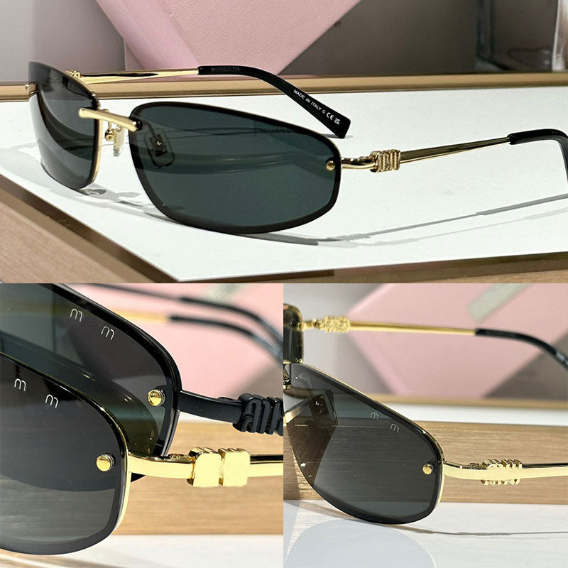 Trendy Fashion Week Women Mirrored Begonia Lenses Miuuu Miunn Runway Sunglasses MUA50S Mirror Legs with Letters M Metal Logo Design UV400 Protective