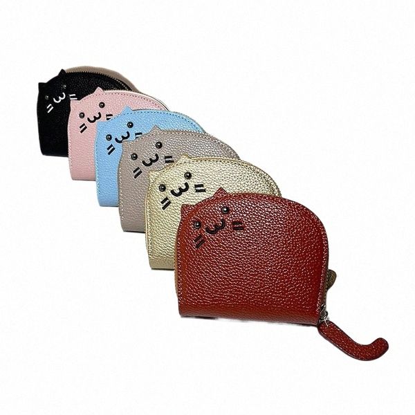 2024 New Women Cute Cat Wallet Small Zipper Girl Wallet Brand Designed Pu Leather Women Coin Purse Female Card Holder Wallet K20l#