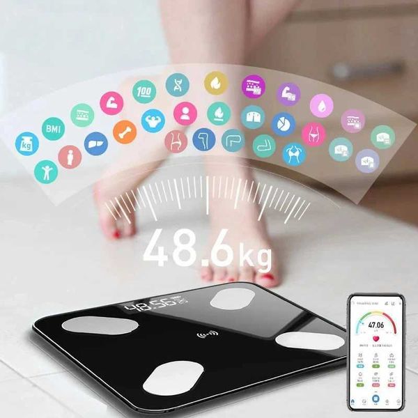 Body Weight Scales Solar Power Body Fat Scale Smart Digital Scale with Tape Weighting Scale Bluetooth Connected Phone Analyzer Bathroom Acce