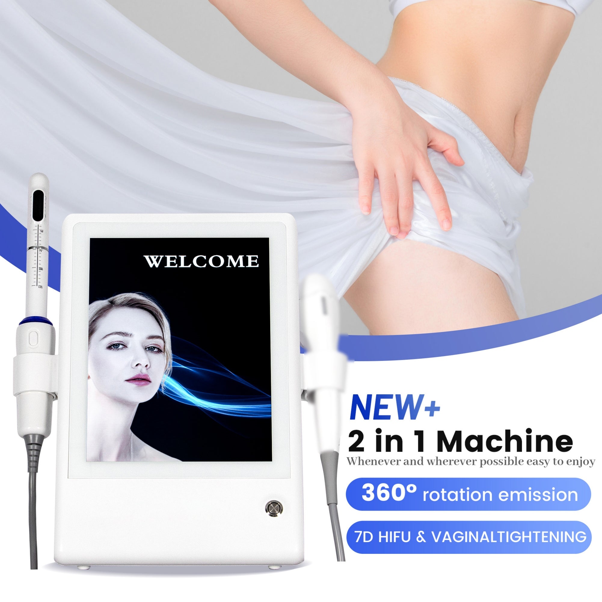 2-in-1 Hifu Intimate Care Device - Dual Function Beauty Machine For Vaginal Tightening & Facial Lifting - For Home Or Beauty Salon Use