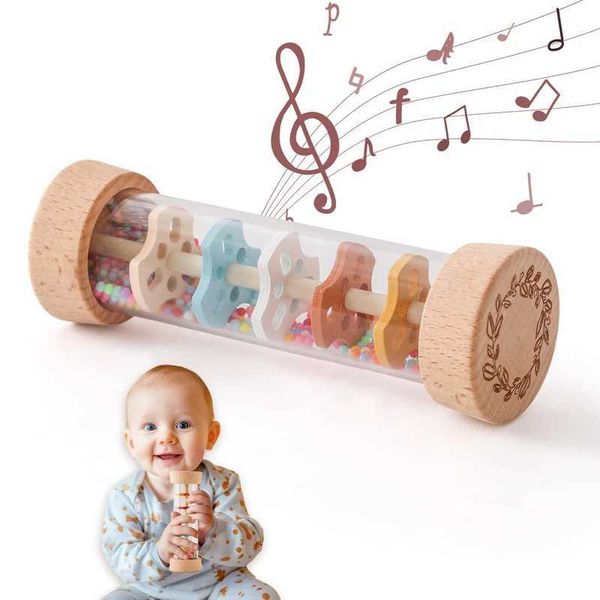 Montessori Baby Rain Stick Rainbow Hourglass Rain Music Rattle Baby Educational Toy Montessori Sensory Toys for Kids BABYs GiftC250121