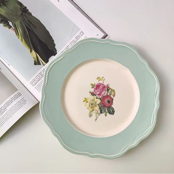 Dishes Plates Vintage Wedding Cake Ceramic Plate Family Style Dinnerware for Elegant Gatherings H250110