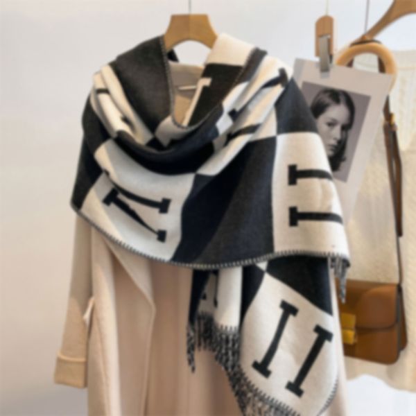 Soft designer scarf echarpe luxury scarf designers wool winter scarves 100% cashmere for women warm autumn and winter double-sided scarf bla
