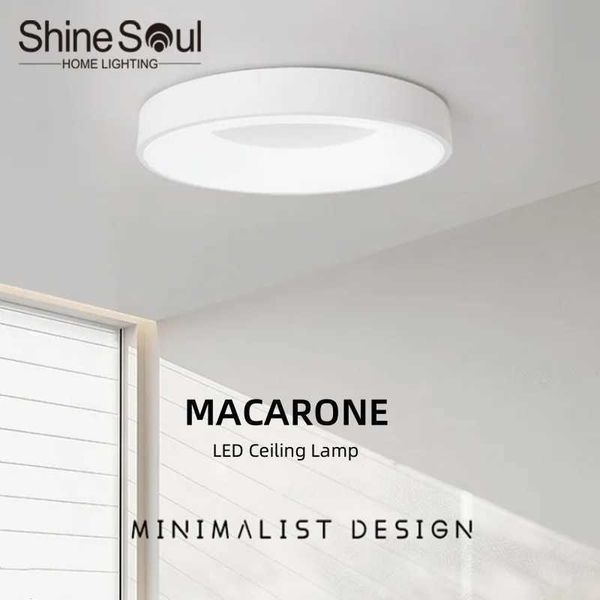 Nordic LED Ceiling Light Macaron Circular Wood Grain Dimmable Modern Bedroom Corridor Study Balcony Childrens Room Home Light Y240802