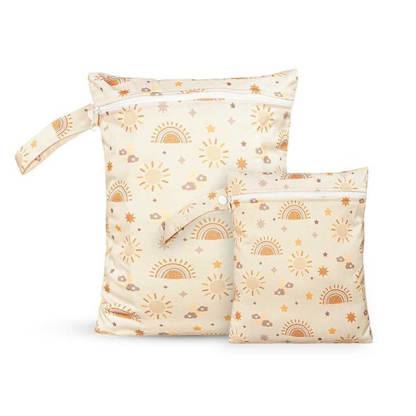 Diaper Bags HappyFluttere New Nature Print Handle Design two-piece set suitable for multiple scenarios can be hung waterproof reusable diape