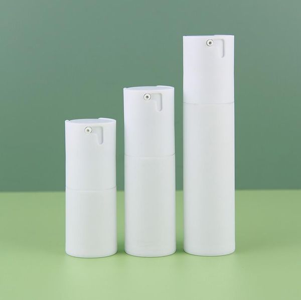 100Pcs 15-30-50ml White Airless Pump Bottle Empty Plastic Cosmetic Serum Lotion Bottles Container Cylindrical Refill Tubes ni363